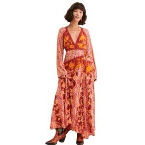 NWT Free People Tilda Boho Long Sleeve Maxi Wrap Dress